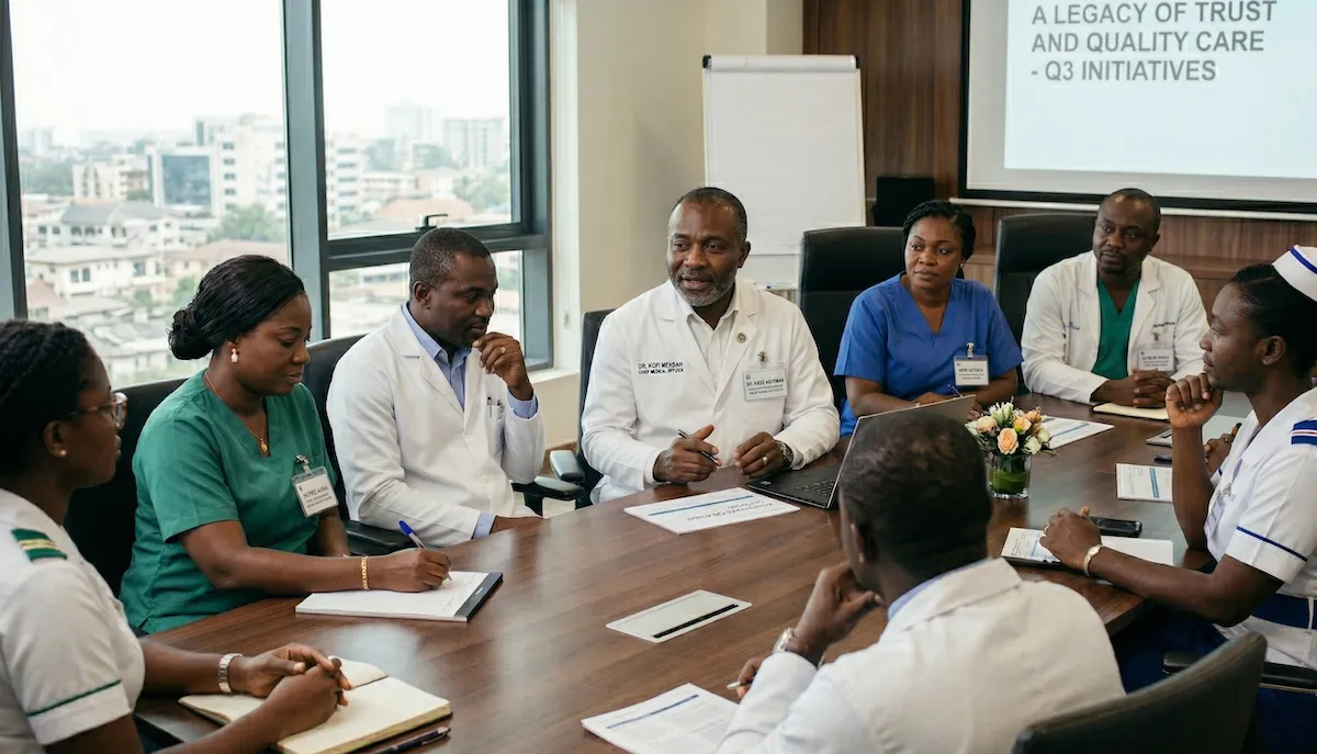 Hospital leadership team in a meeting